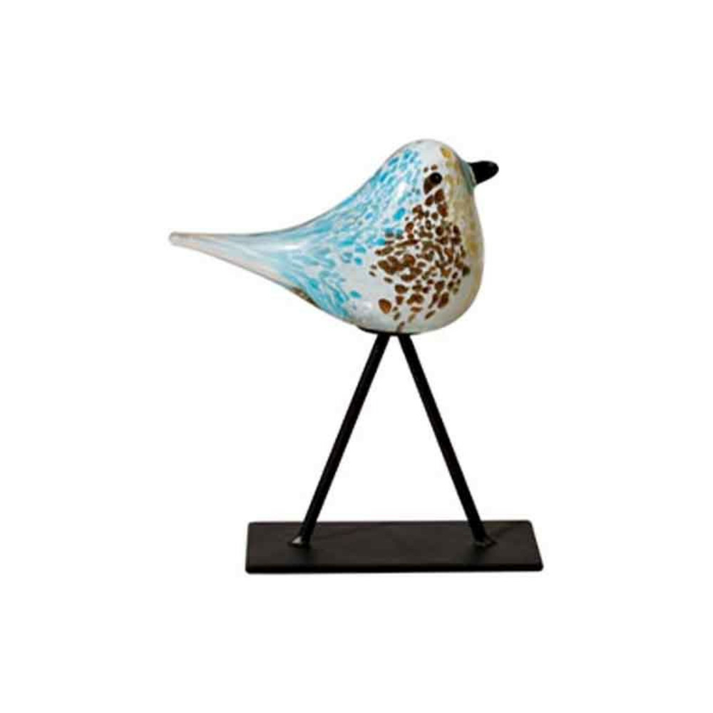 Silhouette oiseau bleu verre sur pied