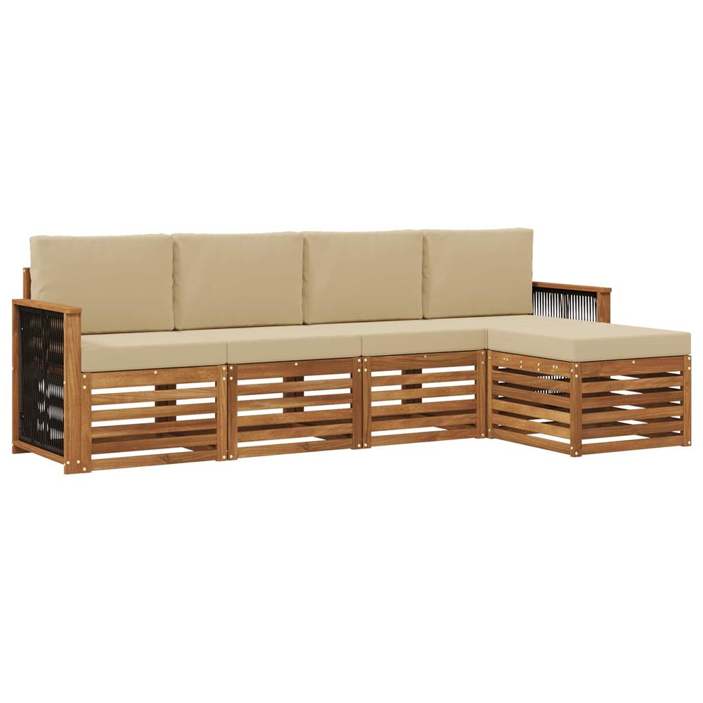 Ensemble de canapés d'extérieur 5 pc naturel et beige