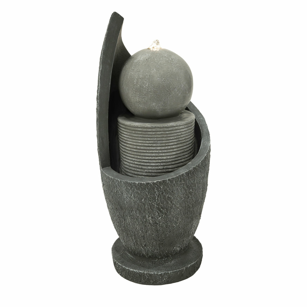 Fontaine de jardin zen cascade avec éclairage led blanc chaud & brosse à nettoyage