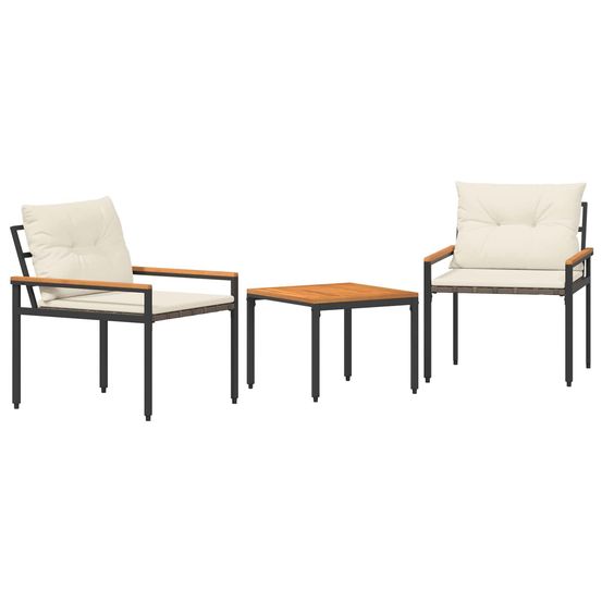 Ensemble de meubles d'extérieur 3 pc crème blanc polyrotin