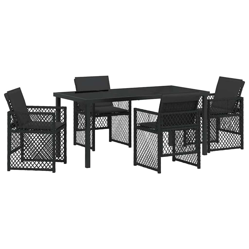 Ensemble de salle à manger pour jardin 5 pcs noir polyrotin