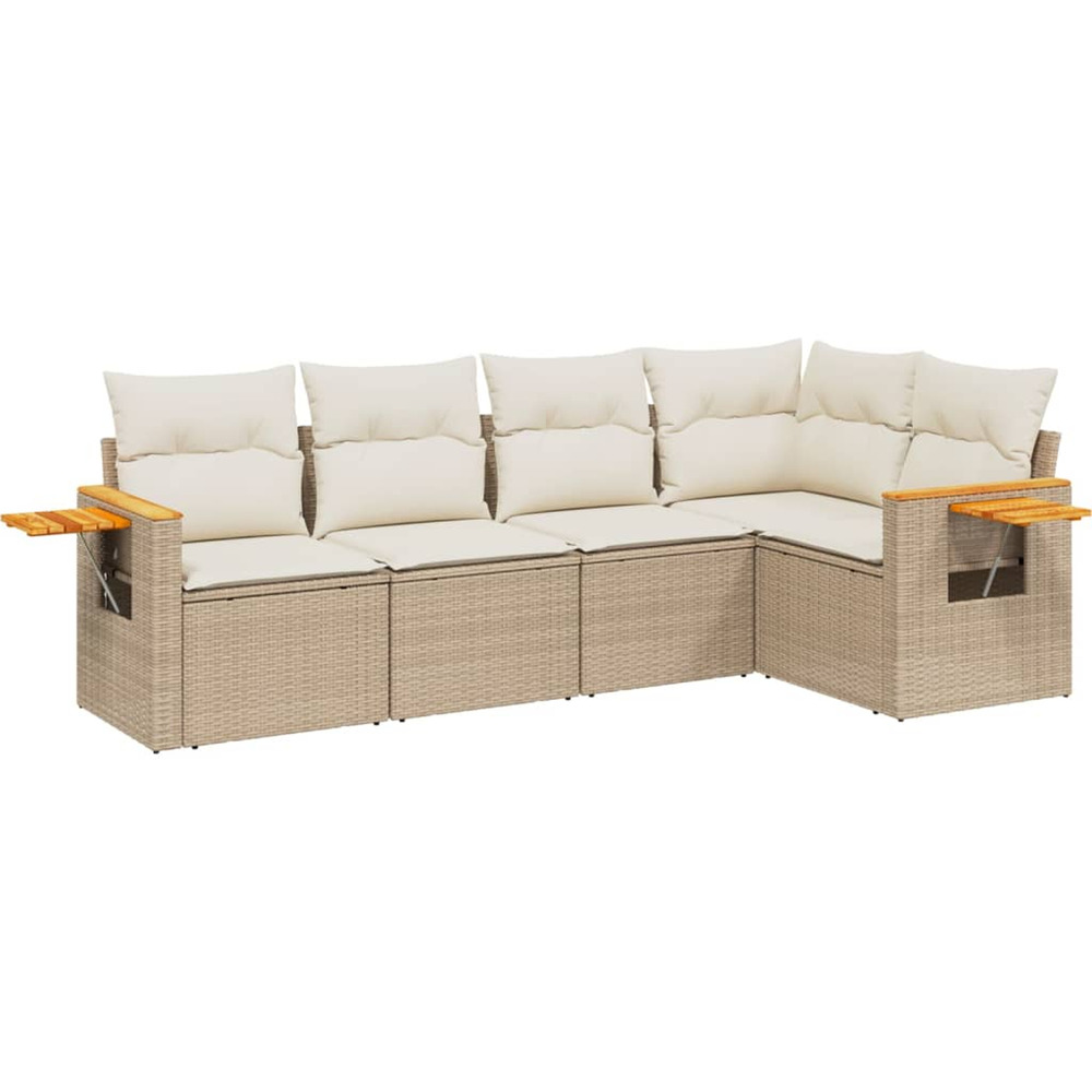 Salon de jardin avec coussins 5 pcs beige résine tressée