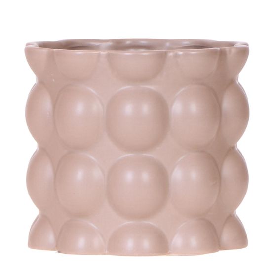 Cache-pot céramique mat texture bulles - douceur cosy - pot de 12cm - sable