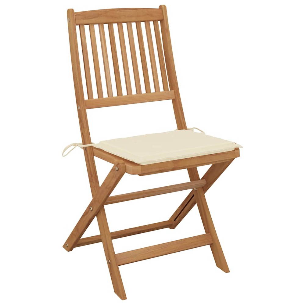 Chaises pliables de jardin lot de 4 avec coussins bois d'acacia