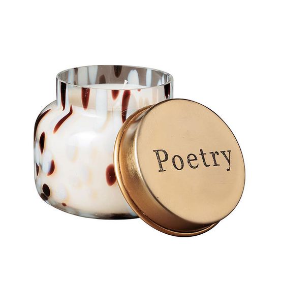 Bougie blanche couvercle poetry 1 mèche 9x12cm