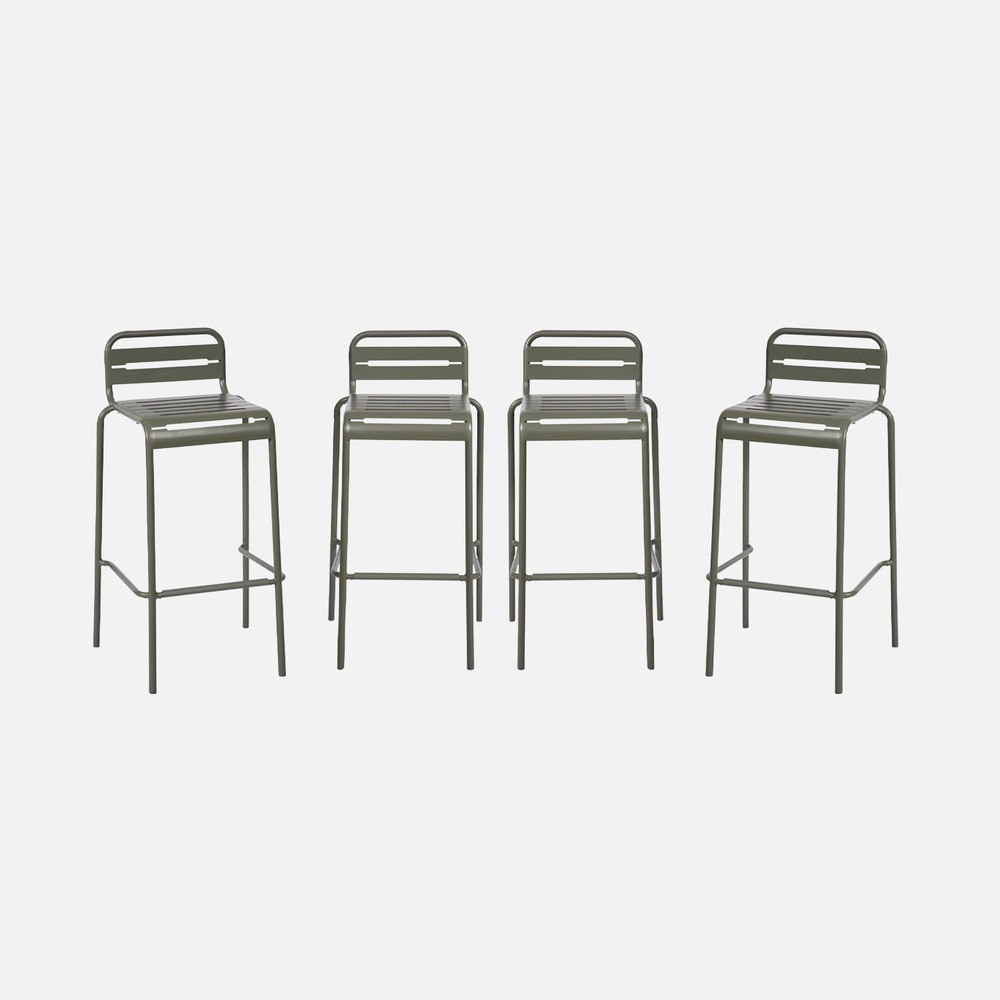 Lot de 4 chaises hautes de jardin acier, amélia l44 x p41 x h85cm