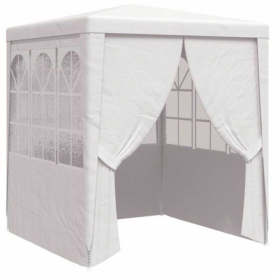 Tente de réception avec parois latérales 2,5x2,5m blanc 90 g/m²