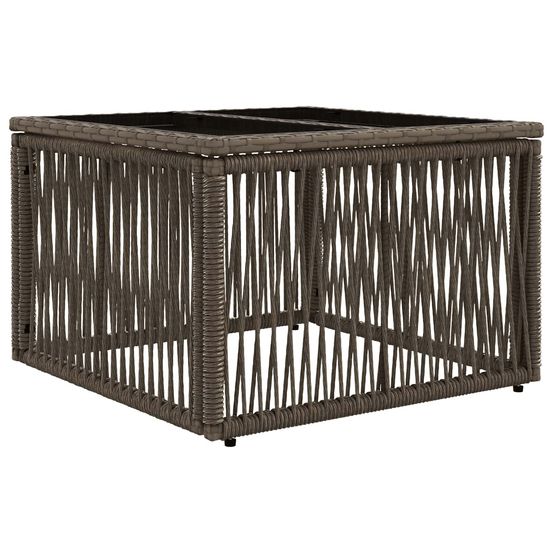 Table de jardin gris et noir 55 x 55 x 37 cm rattan pe et verre