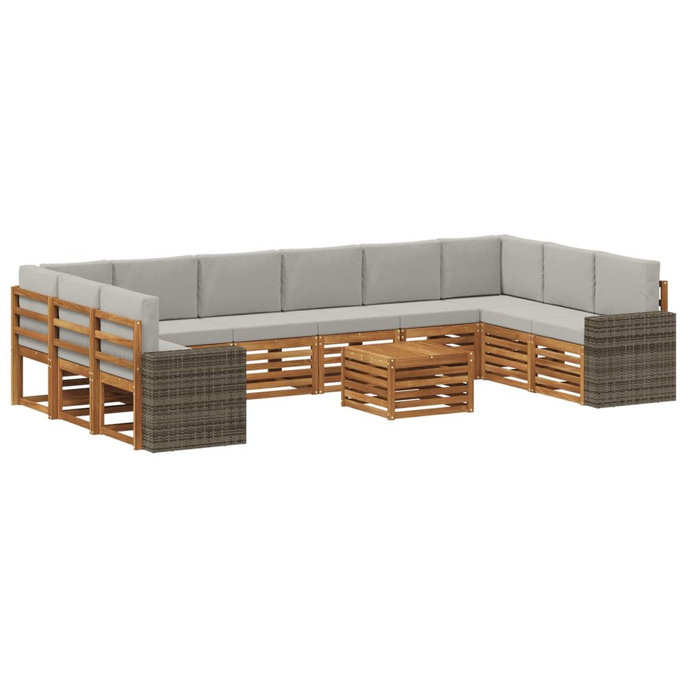 Ensemble de canapés d'extérieur 11 pc naturel et gris clair
