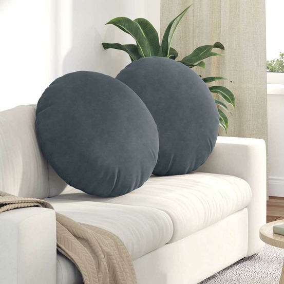 Coussins de siège 2 pcs gris foncé ø60 x 21 cm velours