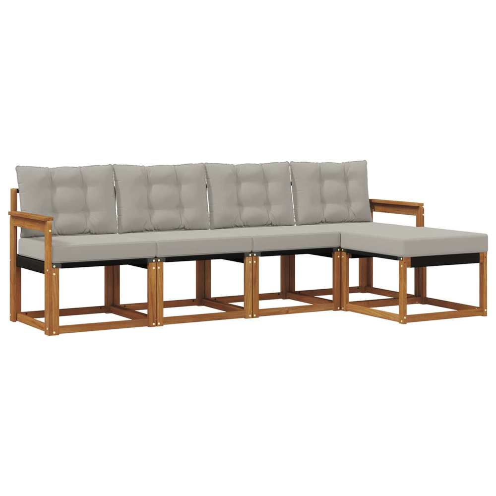 Ensemble de canapés d'extérieur 5 pcs gris naturel et clair