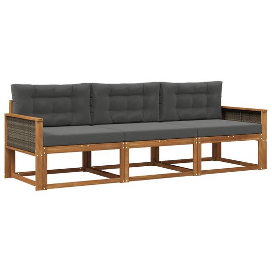 Ensemble de canapés d'extérieur 3 pc naturel et anthracite