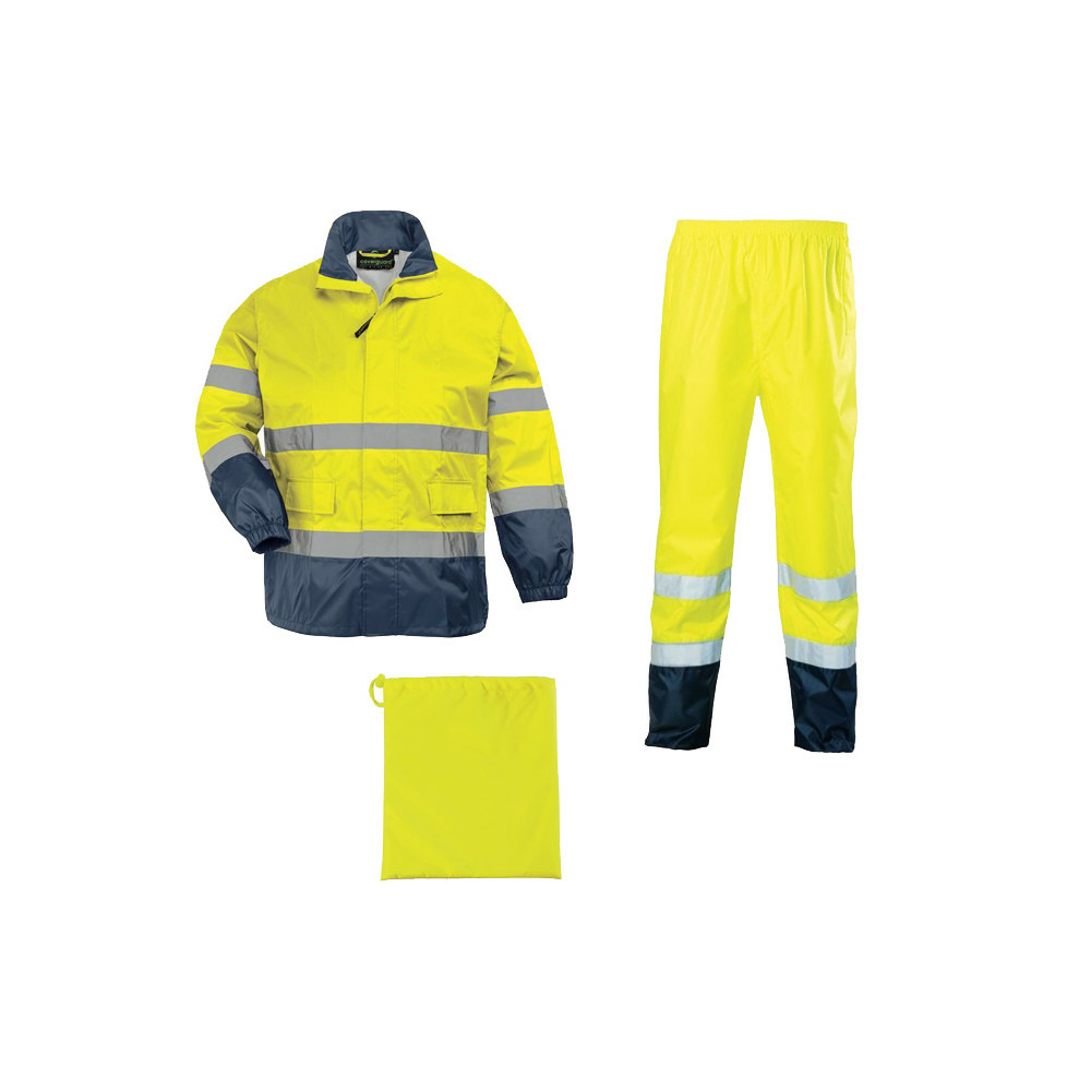 Ensemble de pluie haute visibilité hi way jaune fluo marine t2xl coverguard 7hwryxxl