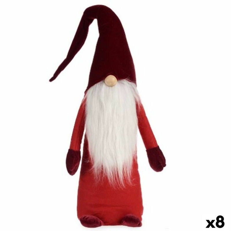Figurine décorative gnome blanc rouge polyester bois sable 20 x 100 x 25 cm (8 unités)