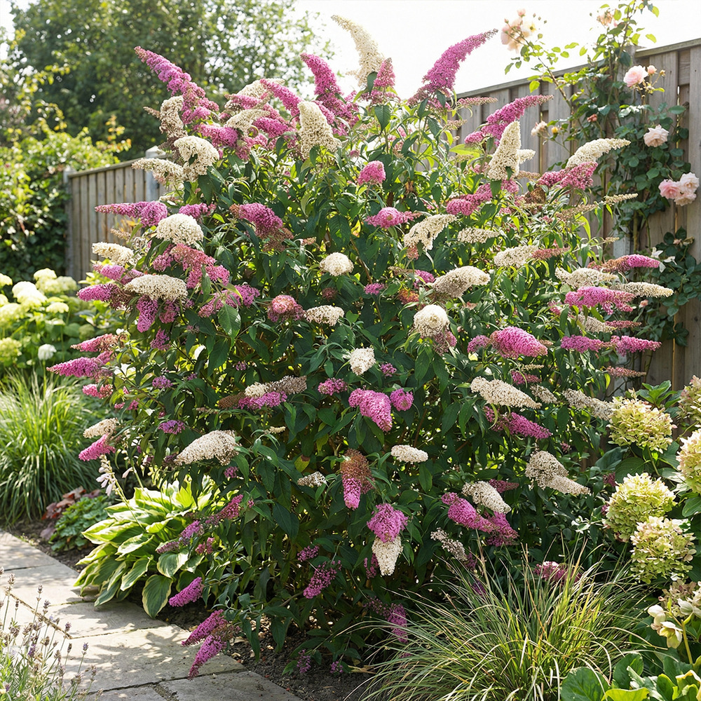 Lot de 2 - buddleja davidii duo rose et blanc - h. 30-40 cm