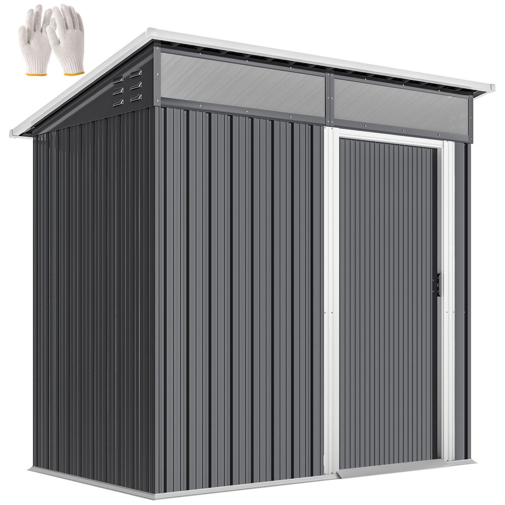 Abri de jardin acier galvanisé 195 x 122 x 182 cm gris foncé porte coulissante - comfortxl outdoor living