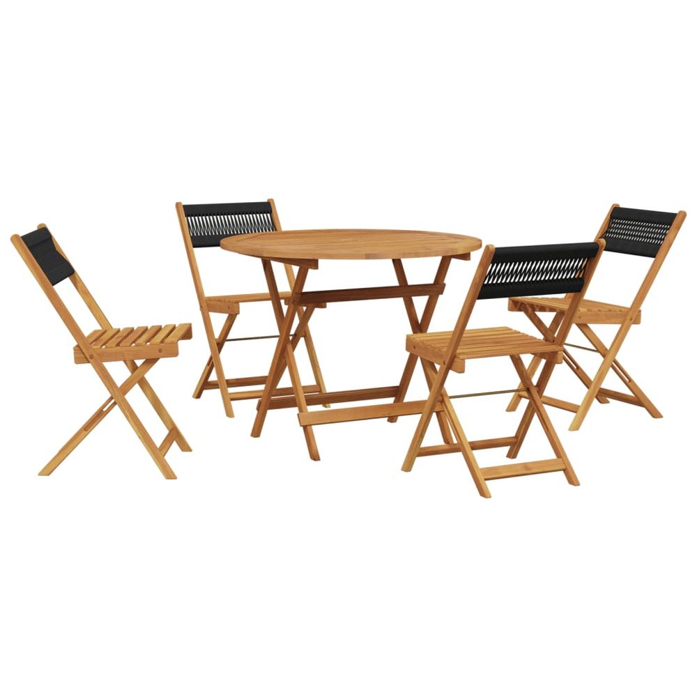 Ensemble à manger de jardin 5pcs noir polypropylène bois massif