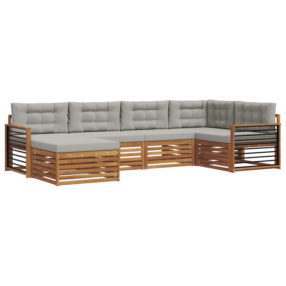 Ensemble de canapés d'extérieur 6 pcs gris naturel et clair