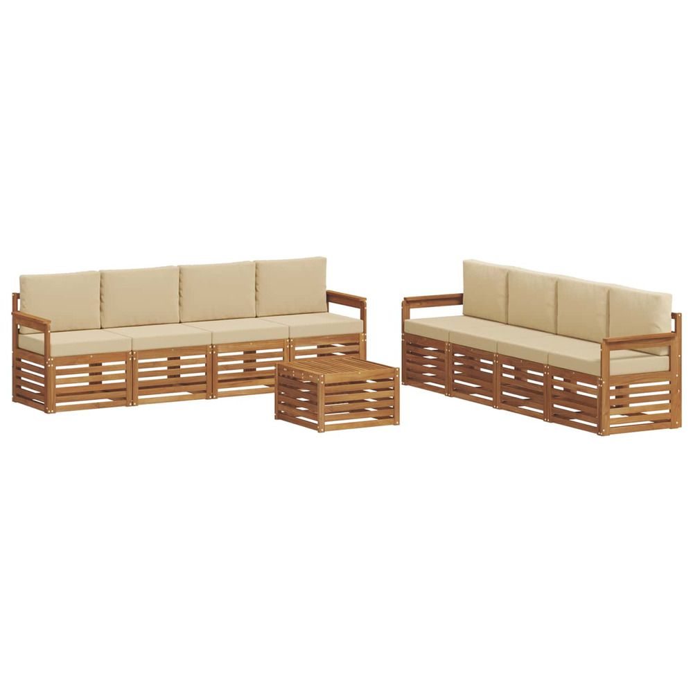 Ensemble de canapés d'extérieur 9 pc naturel et beige