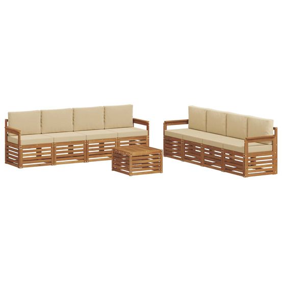 Ensemble de canapés d'extérieur 9 pc naturel et beige