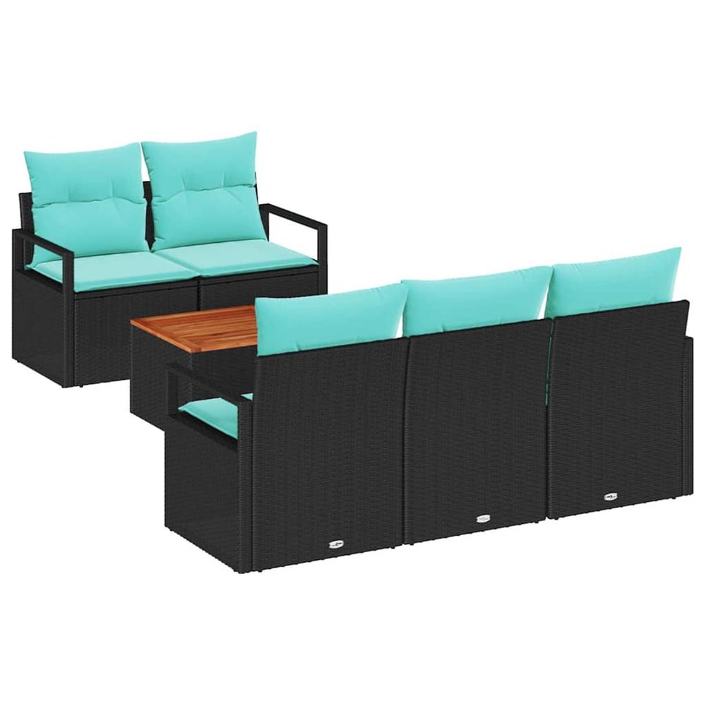 Ensemble de canapé de jardin 6 pc noir polyrotin
