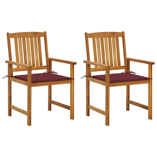 Chaises de jardin avec coussins lot de 2 bois d'acacia massif
