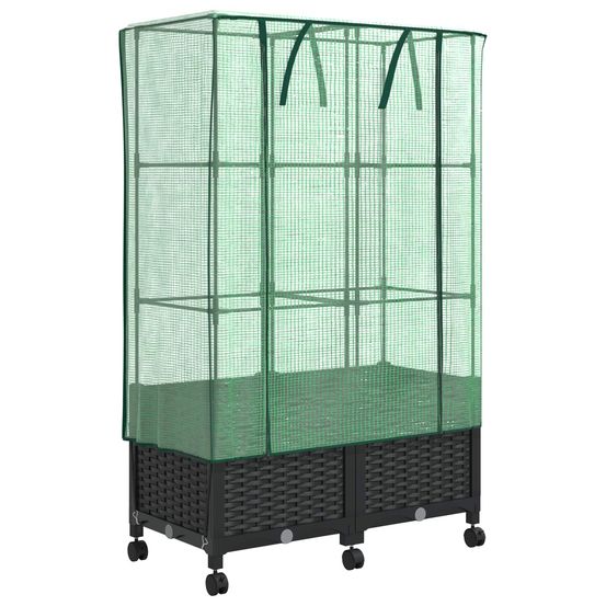 Jardinière d'extérieur de jardin avec couverture de serre et roues 2 pc pp