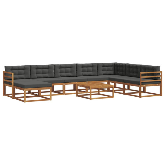 Ensemble de canapés d'extérieur 9 pcs naturel et anthracite