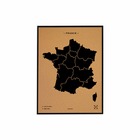 Carte en liège - woody map naturel france / 60 x 45 cm / noir / cadre noir