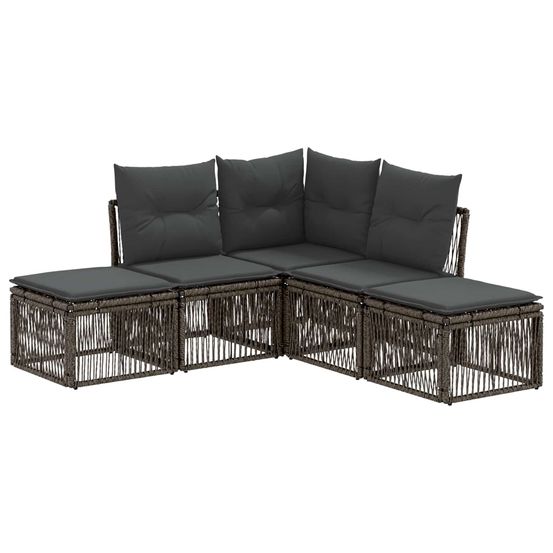 Ensemble de canapé de jardin 5 pc gris polyrotin