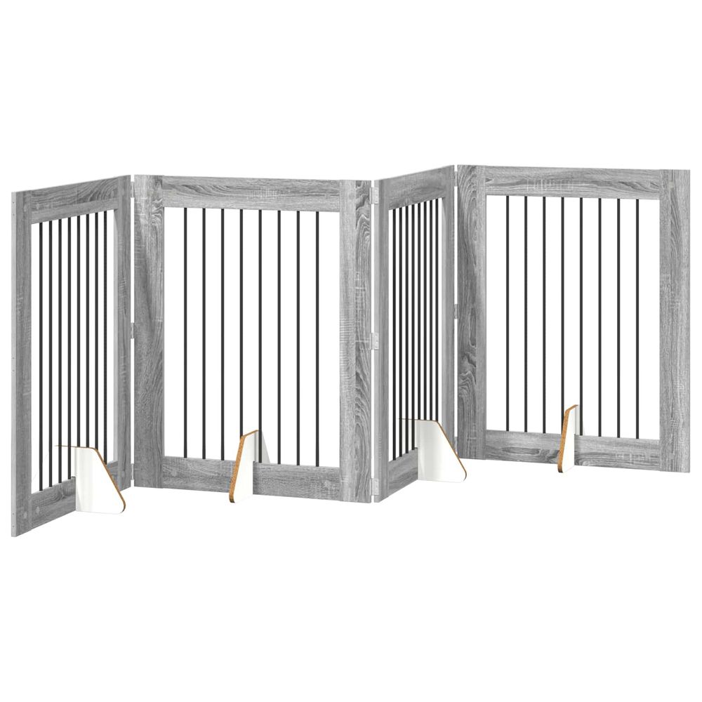Porte de chien pliable avec supports 4 pc sonoma gris 321 cm