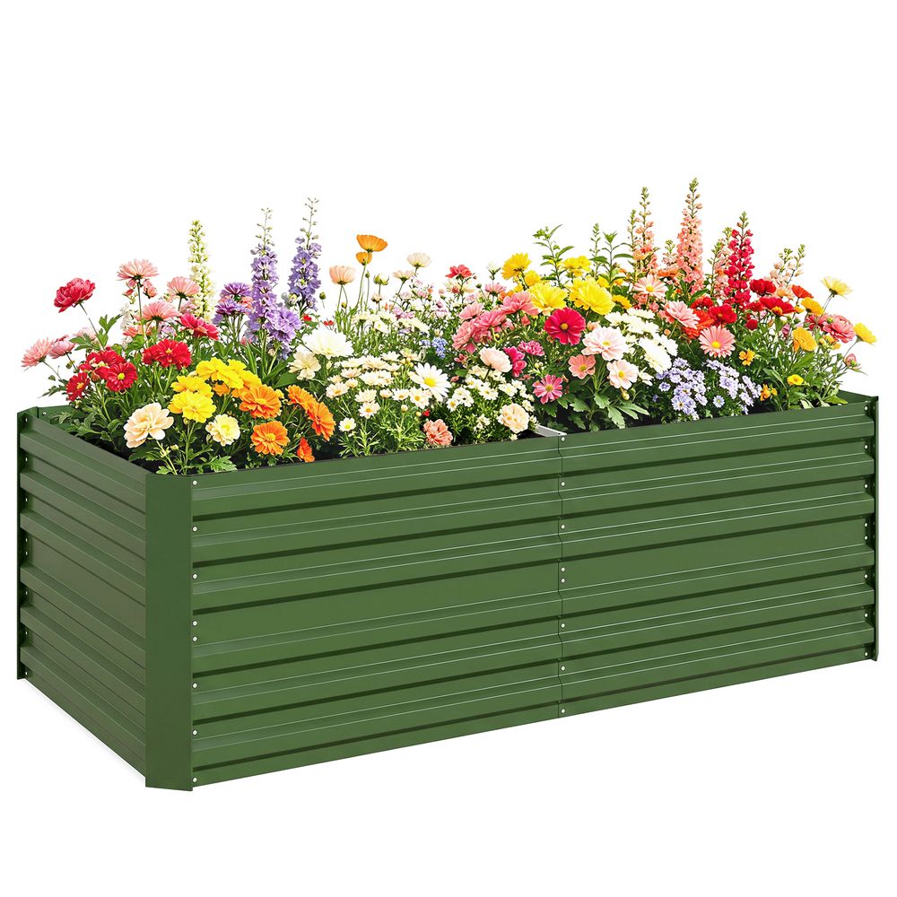 Carré potager rectangulaire acier galvanisé jardin grande capacité 180x90x59cm vert