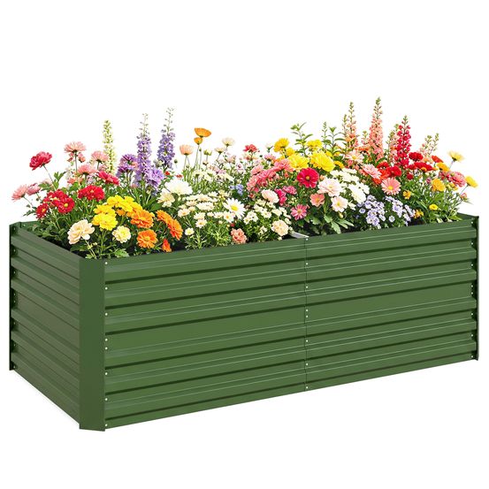 Carré potager rectangulaire acier galvanisé jardin grande capacité 180x90x59cm vert