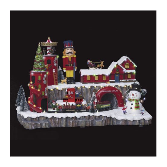 Village de noël lumineux, animé et musical atelier du père noël