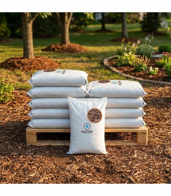 Paillage fibres de peuplier bio protection du sol 10x50l racine pro81-10x50