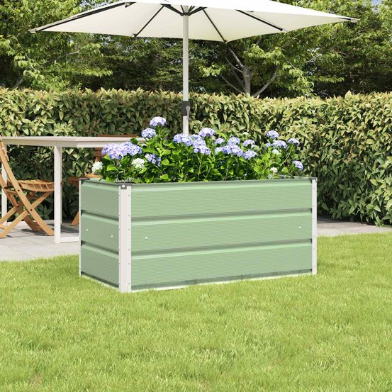 Jardinière rectangulaire acier galvanisé pour jardin terrasse 100x50x45 cm vert pastel