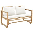 Canapé de jardin à 2 places avec coussins bambou