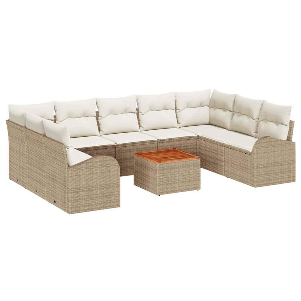 Ensemble de canapé de jardin 10 pc beige et crème polyrotin