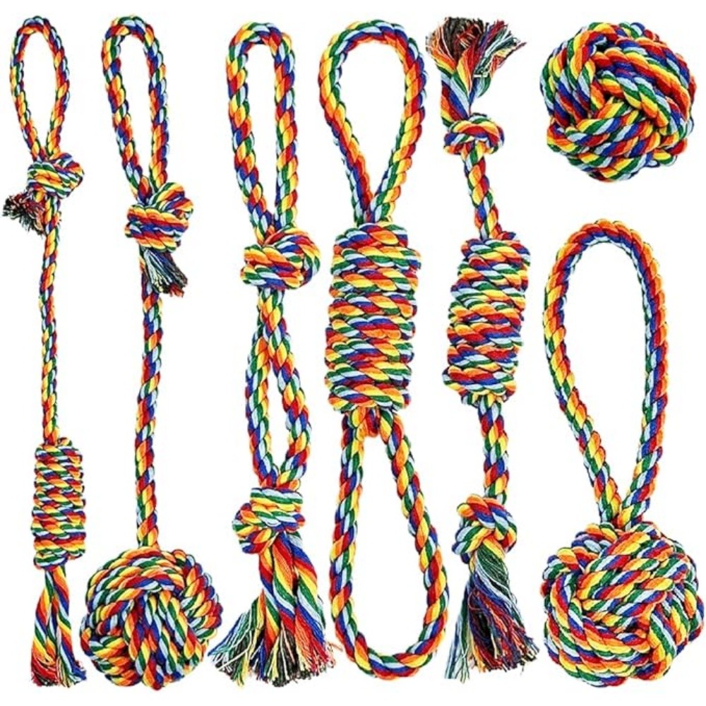 Lot 7 jouets en corde pour chiens petite moyenne taille