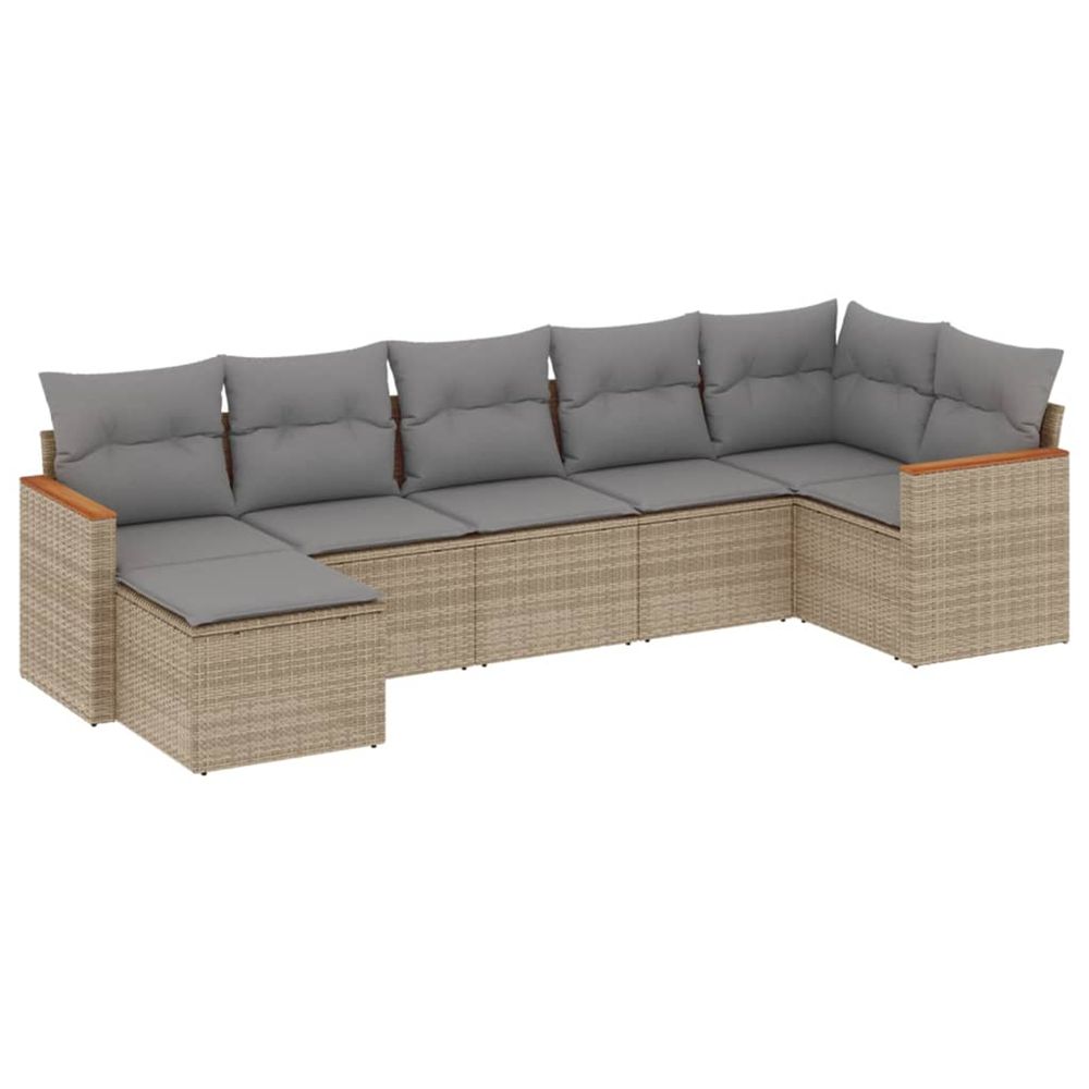 Salon de jardin avec coussins 7pcs mélange beige résine tressée