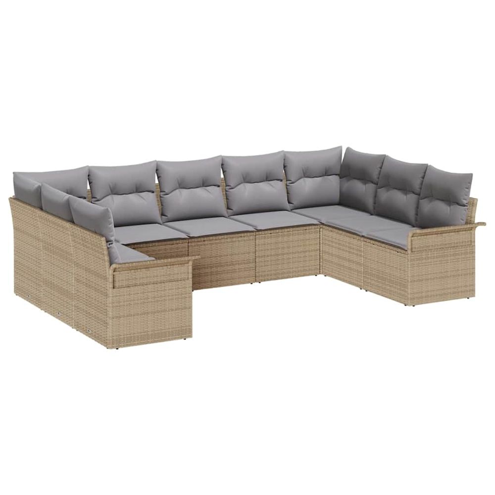 Ensemble de canapé de jardin 9 pc beige polyrotin