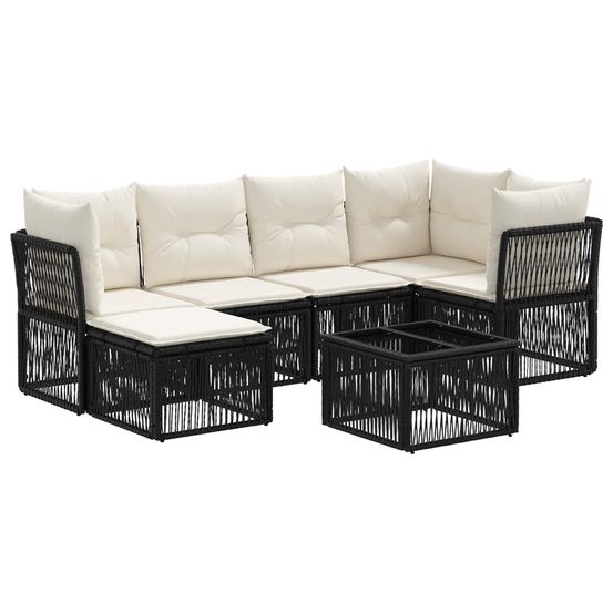 Ensemble de canapé de jardin 7 pc noir polyrotin
