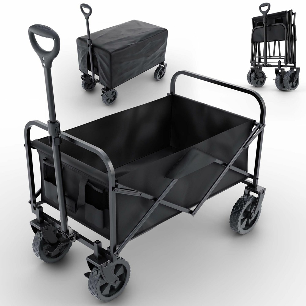 Chariot à bras chariot de transport pliable inclus housse amovible 61l noir