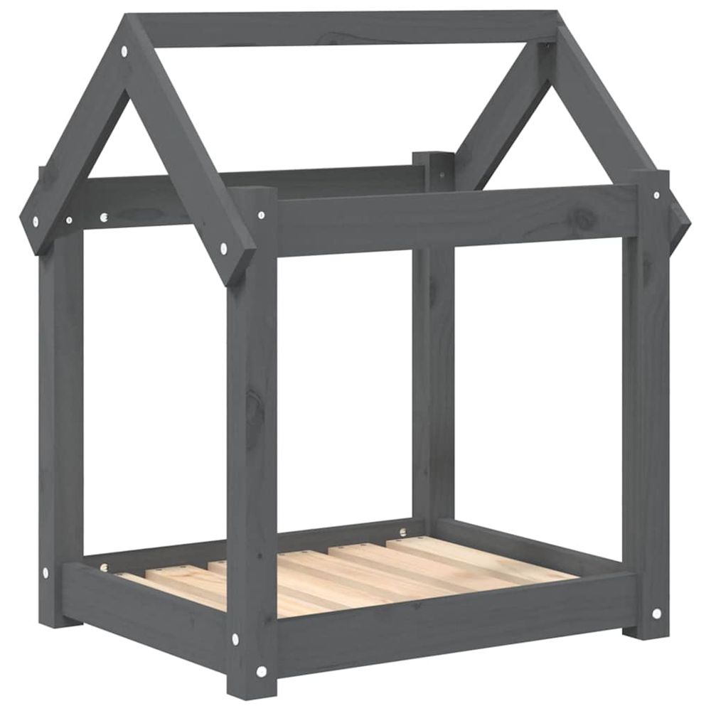 Lit pour chien gris 61x50x70 cm bois de pin solide