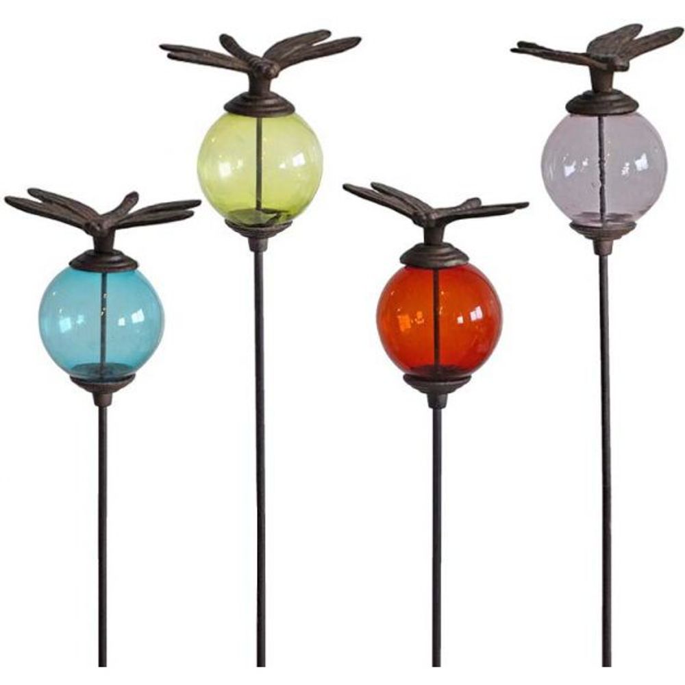 Set de 4 tuteurs boules colorées animaux libellules