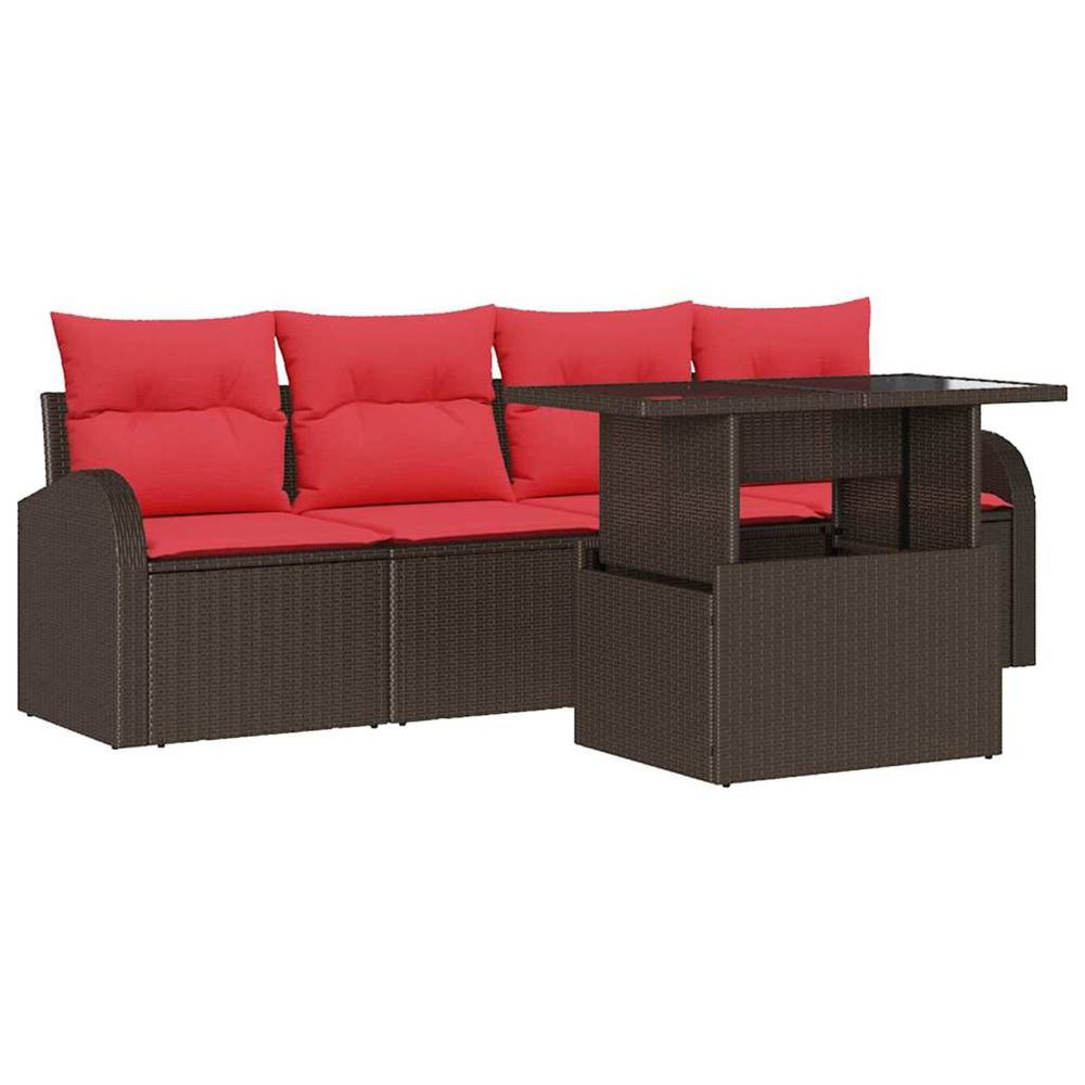 Ensemble de canapé de jardin 5 pc marron polyrotin