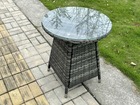 Petit cercle extérieur rotin table à manger meubles de jardin accessoires verre trempé
