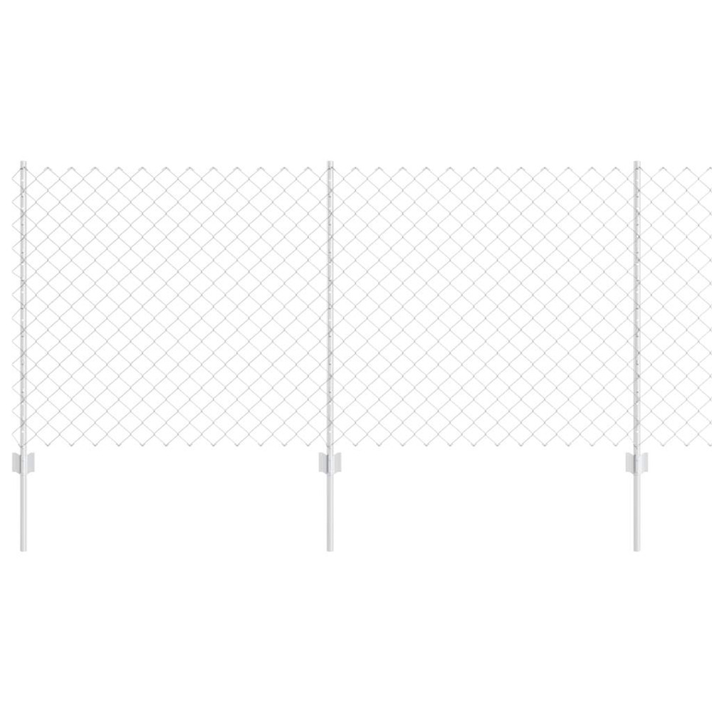 Clôture avec poteau argenté 1 x 25 m acier