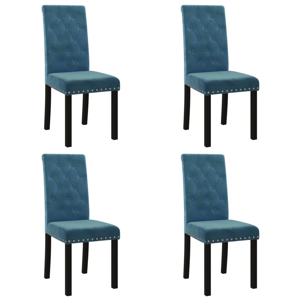 Chaises de salle à manger 4 pcs bleu velours