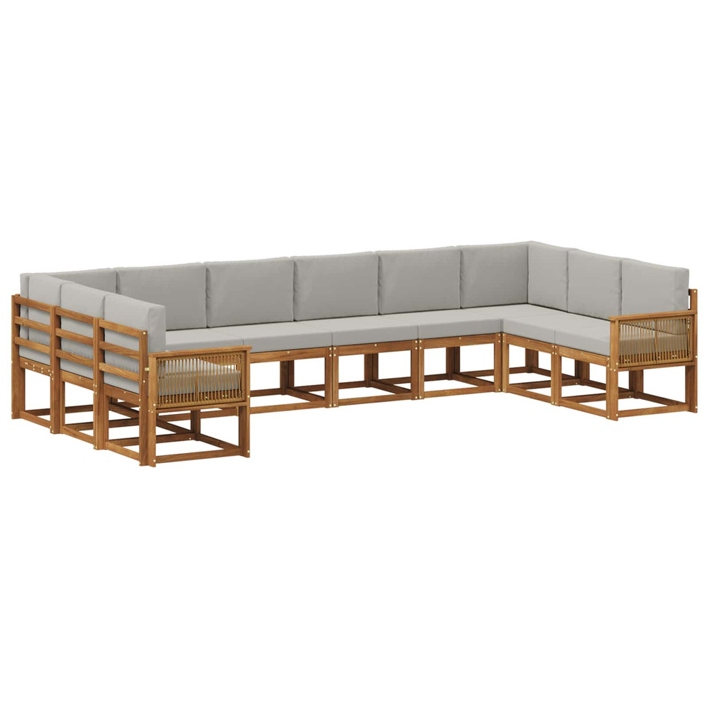 Ensemble de canapés d'extérieur 10 pcs naturel et gris clair